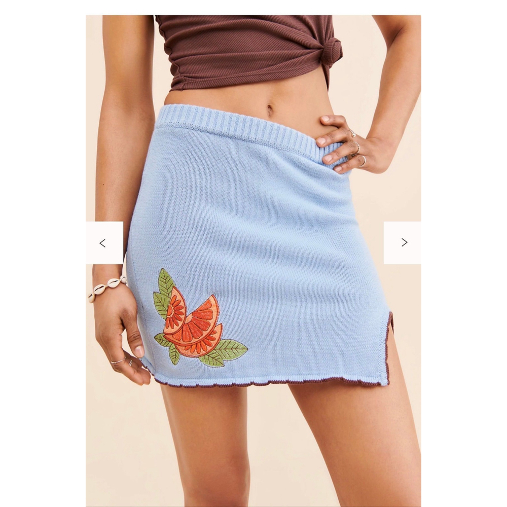 Another Girl Clementine Applique Knitted Mini Skirt Sm or Med $95 retail EUC
